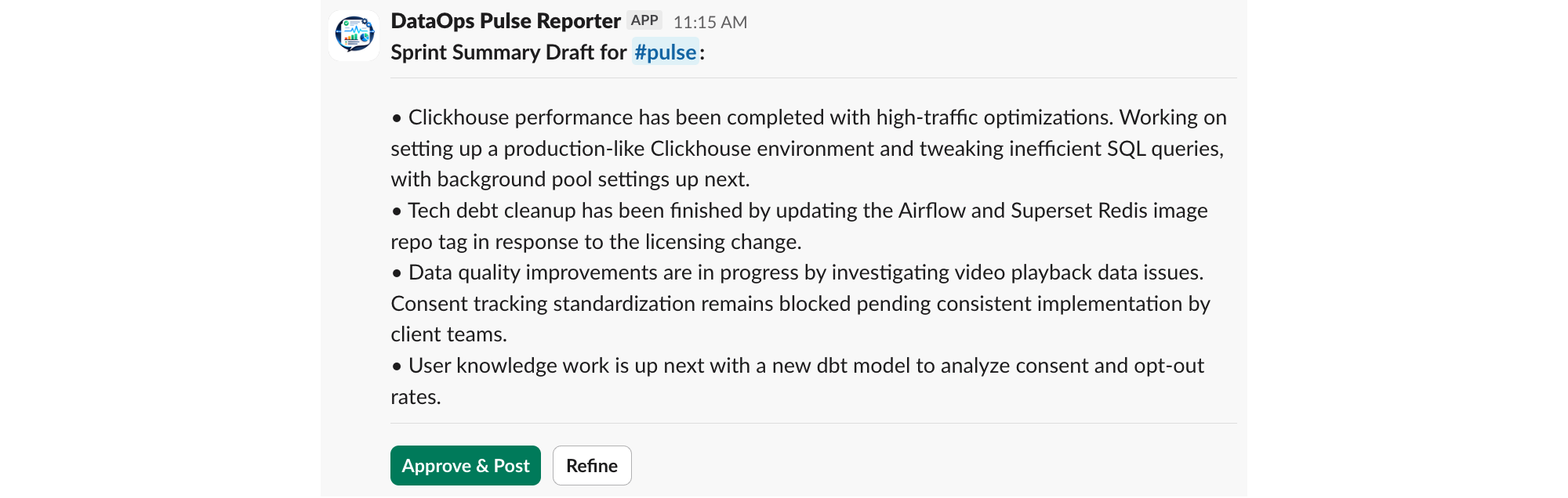 Boten skickar ett utkast som DM